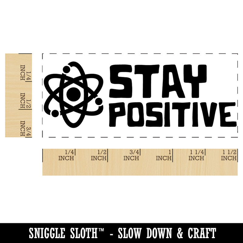 Stay Positive Science Atom Proton Teacher Student School Self-Inking Portable Pocket Stamp 1-1/2" Ink Stamper