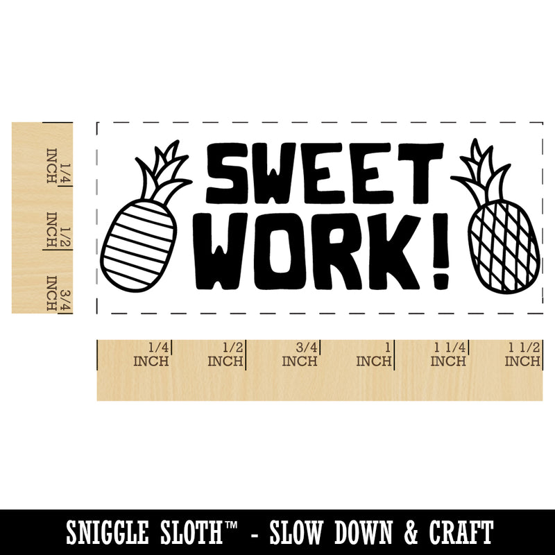 Sweet Work Pineapples Teacher Student School Self-Inking Portable Pocket Stamp 1-1/2" Ink Stamper