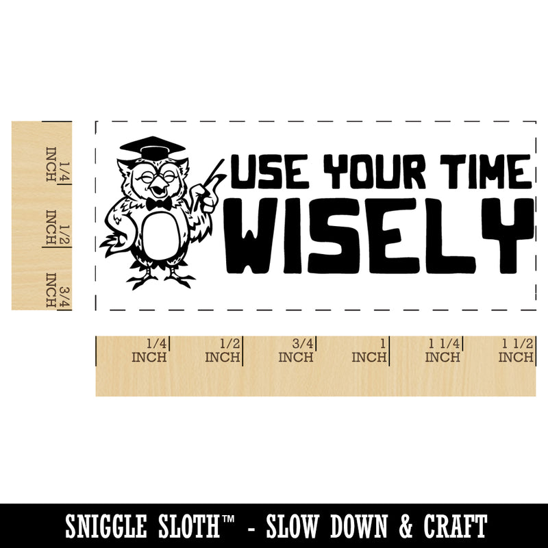 Use Your Time Wisely Owl Teacher Student School Self-Inking Portable Pocket Stamp 1-1/2" Ink Stamper