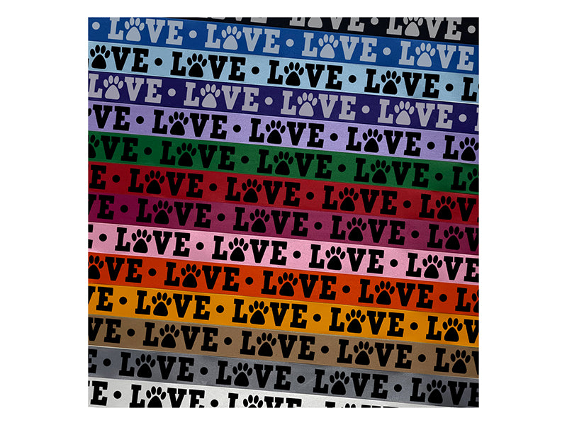 Love Paw Print Dog Cat Pet Text Satin Ribbon for Bows Gift Wrapping - 1" - 3 Yards