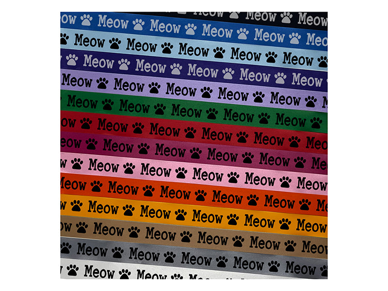 Meow Cat Fun Text Satin Ribbon for Bows Gift Wrapping DIY Craft Projects - 1" - 3 Yards