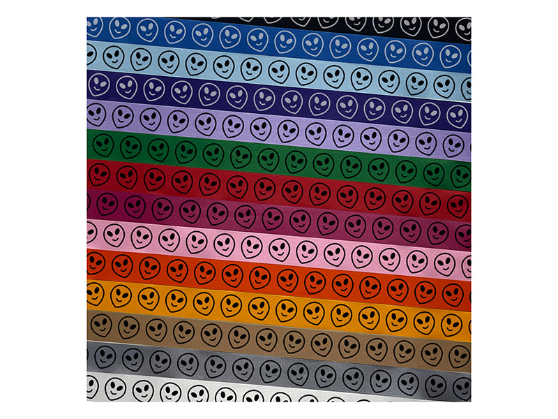 Smiling Happy Alien Emoticon Satin Ribbon for Bows Gift Wrapping DIY Craft Projects - 1" - 3 Yards