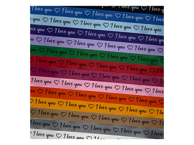 I Love You in English Heart Satin Ribbon for Bows Gift Wrapping DIY Craft Projects - 1" - 3 Yards