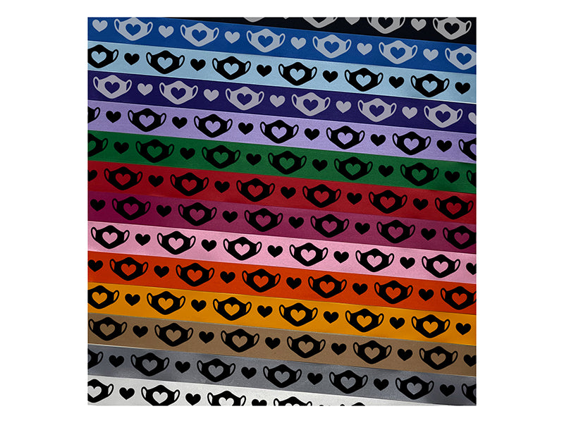 Caring Surgical Face Mask Heart Satin Ribbon for Bows Gift Wrapping DIY Craft Projects - 1" - 3 Yards