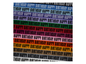 Happy Birthday Drop Shadow Satin Ribbon for Bows Gift Wrapping - 1" - 3 Yards