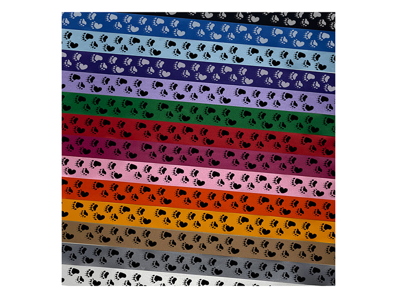 Bear Tracks Animal Paw Prints Border Satin Ribbon for Bows Gift Wrapping - 1" - 3 Yards