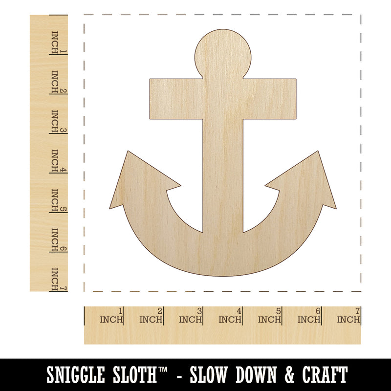 Boat Anchor Nautical Unfinished Wood Shape Piece Cutout for DIY Craft Projects