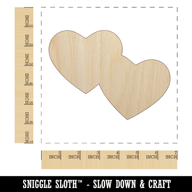 Double Heart Symbol Unfinished Wood Shape Piece Cutout for DIY Craft Projects
