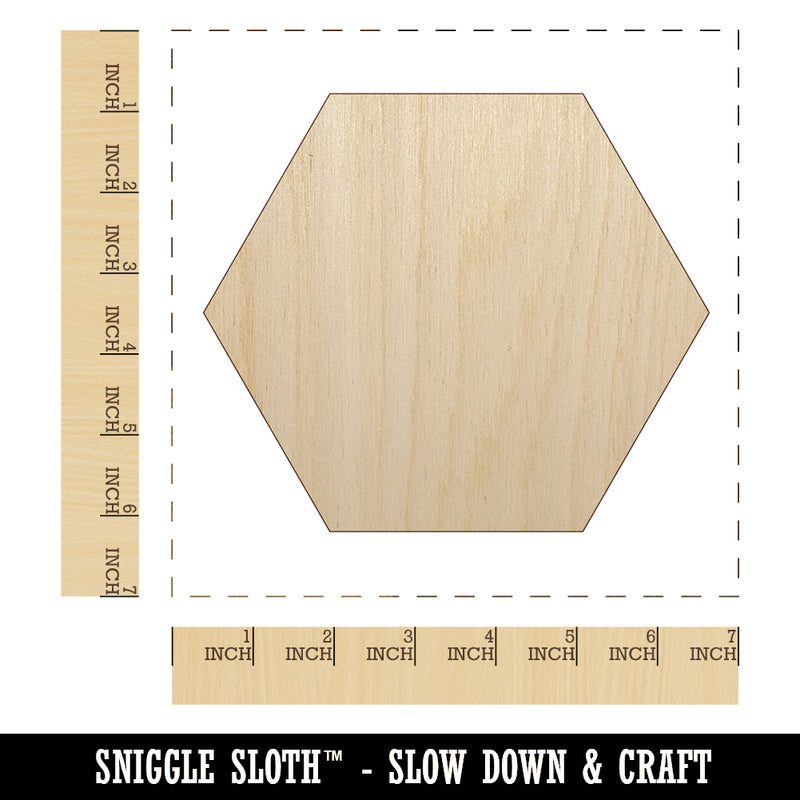 Hexagon Solid Unfinished Wood Shape Piece Cutout for DIY Craft Projects