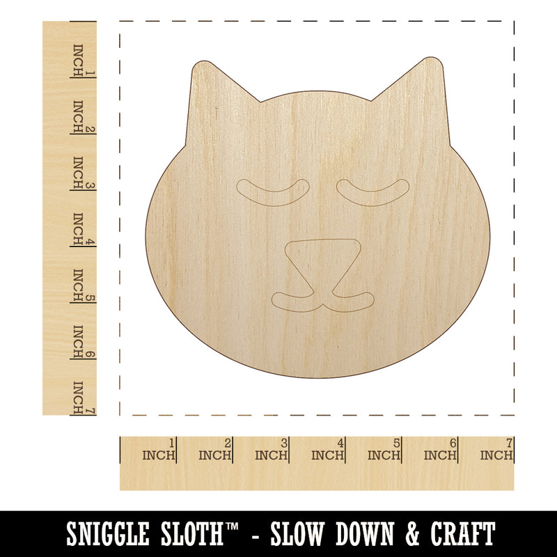 Cat Face Unfinished Wood Shape Piece Cutout for DIY Craft Projects