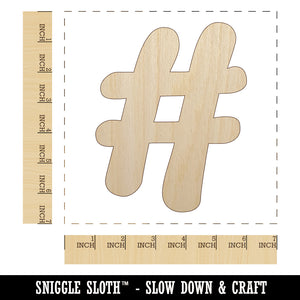 Hashtag Number Sign Unfinished Wood Shape Piece Cutout for DIY Craft Projects