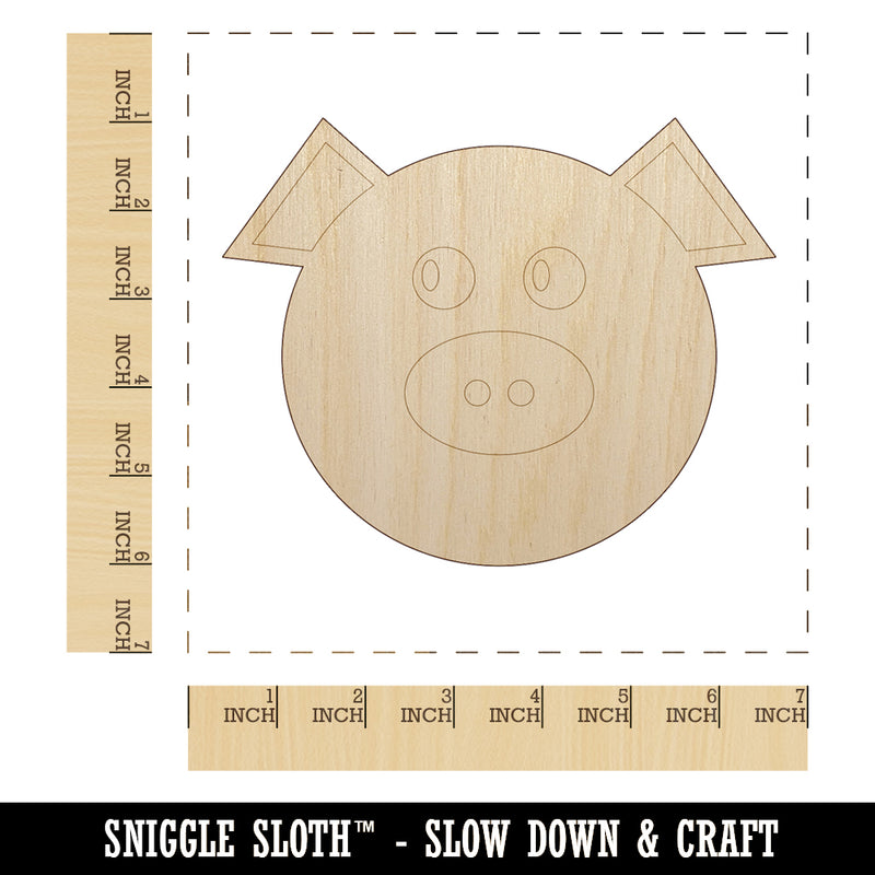 Cute Pig Face Unfinished Wood Shape Piece Cutout for DIY Craft Projects