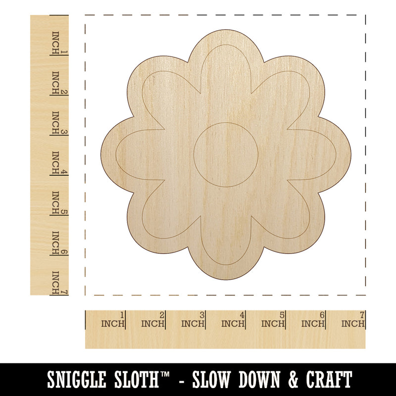 Flower Outline Unfinished Wood Shape Piece Cutout for DIY Craft Projects