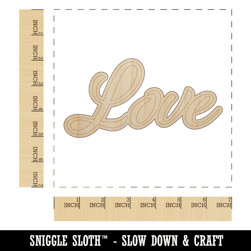 Love Cursive Text Unfinished Wood Shape Piece Cutout for DIY Craft Projects