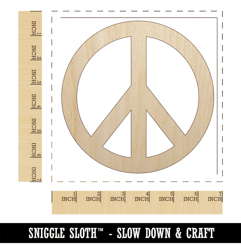 Peace Sign Unfinished Wood Shape Piece Cutout for DIY Craft Projects