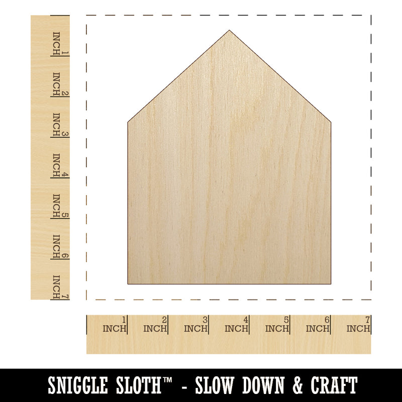 Simple House Solid Unfinished Wood Shape Piece Cutout for DIY Craft Projects