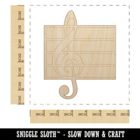 Treble Clef on Staff Music Unfinished Wood Shape Piece Cutout for DIY Craft Projects