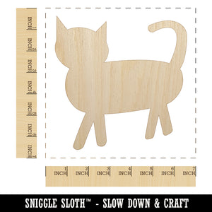 Cat Prancing Solid Unfinished Wood Shape Piece Cutout for DIY Craft Projects