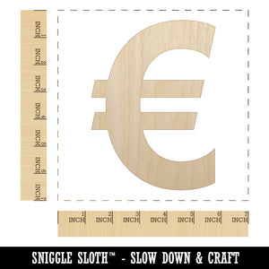 Euro Symbol Unfinished Wood Shape Piece Cutout for DIY Craft Projects