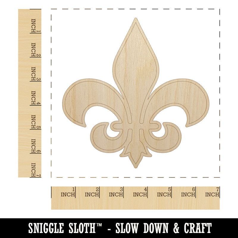 Fleur de Lis Outline Unfinished Wood Shape Piece Cutout for DIY Craft Projects