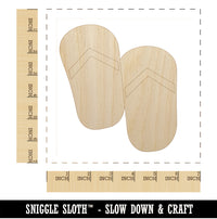 Flip Flops Summer Vacation Unfinished Wood Shape Piece Cutout for DIY Craft Projects