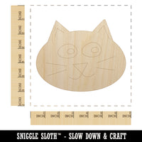 Happy Cat Face Doodle Unfinished Wood Shape Piece Cutout for DIY Craft Projects