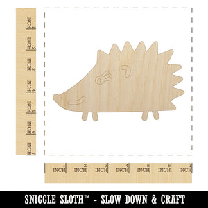 Happy Hedgehog Doodle Unfinished Wood Shape Piece Cutout for DIY Craft Projects