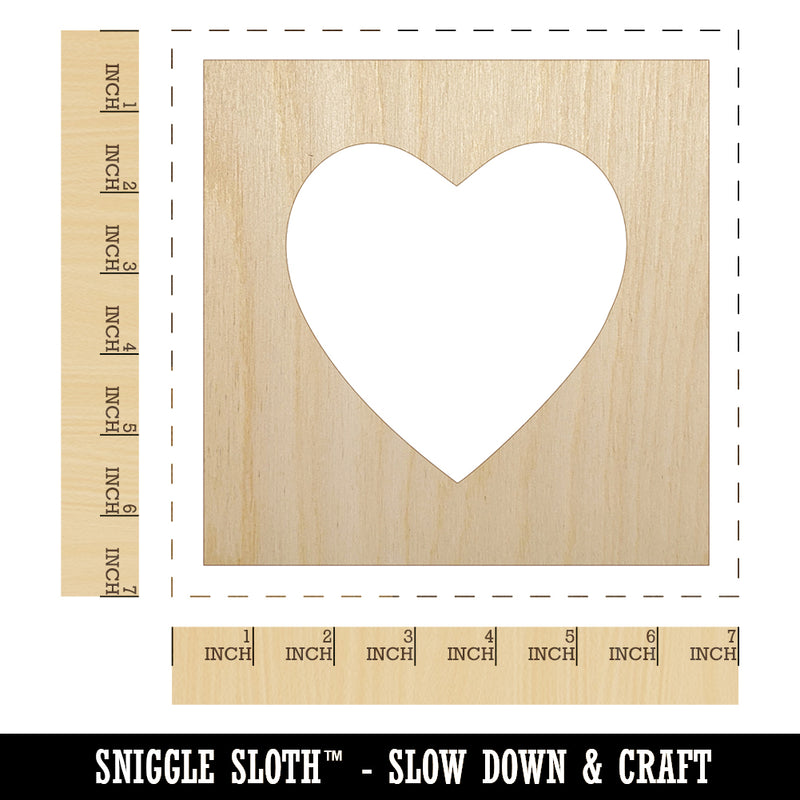 Heart In Square Box Frame Unfinished Wood Shape Piece Cutout for DIY Craft Projects