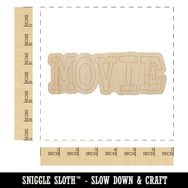 Movie Fun Text Unfinished Wood Shape Piece Cutout for DIY Craft Projects