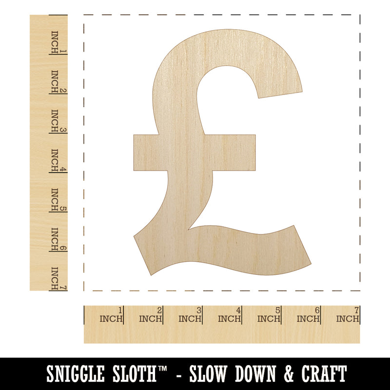 Pound Sterling Symbol United Kingdom Unfinished Wood Shape Piece Cutout for DIY Craft Projects