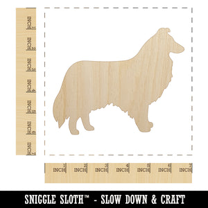 Rough Collie Dog Solid Unfinished Wood Shape Piece Cutout for DIY Craft Projects