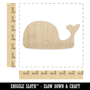 Snoozing Whale Doodle Unfinished Wood Shape Piece Cutout for DIY Craft Projects
