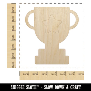 Trophy Award Outline with Star Unfinished Wood Shape Piece Cutout for DIY Craft Projects