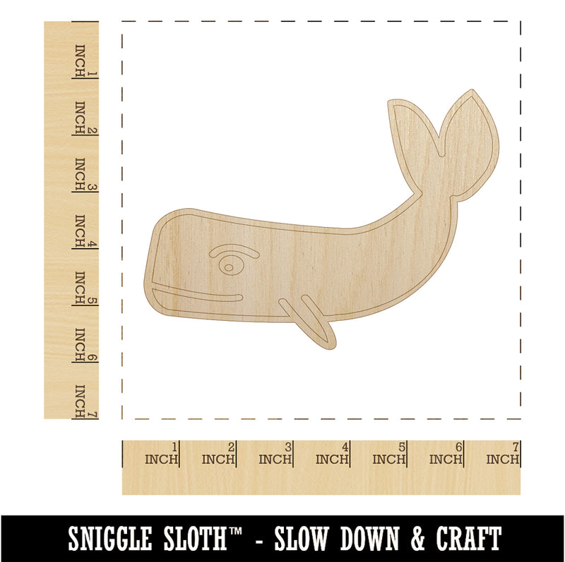 Witty Sperm Whale Unfinished Wood Shape Piece Cutout for DIY Craft Projects