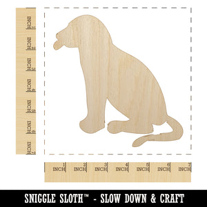 Dog Puppy Tongue Out Sitting Unfinished Wood Shape Piece Cutout for DIY Craft Projects