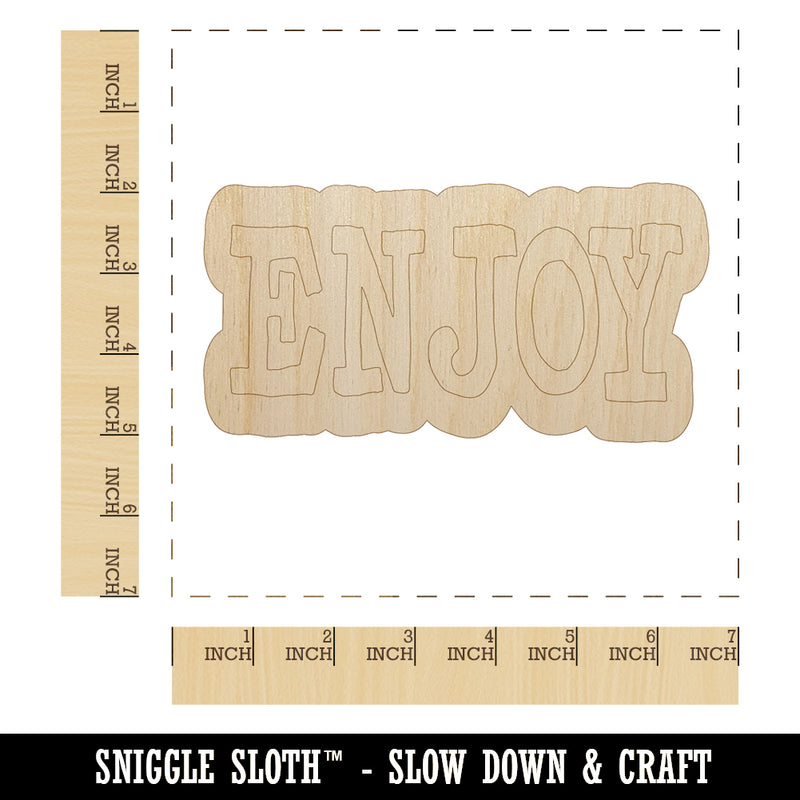 Enjoy Fun Text Unfinished Wood Shape Piece Cutout for DIY Craft Projects