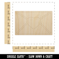 Envelope with Heart Unfinished Wood Shape Piece Cutout for DIY Craft Projects