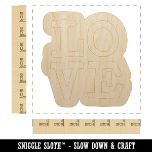 Love Text Stacked Unfinished Wood Shape Piece Cutout for DIY Craft Projects