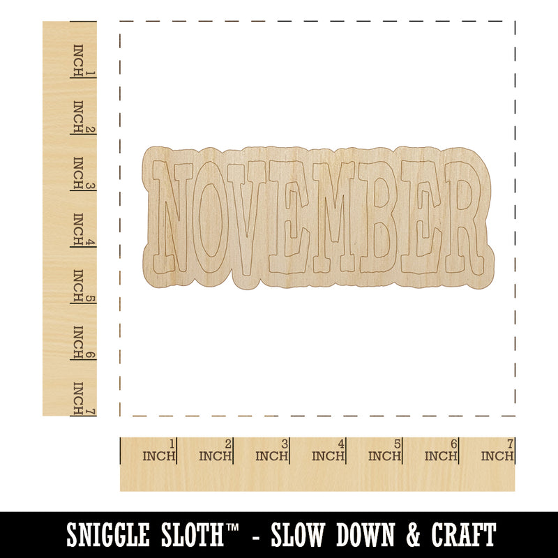 November Month Calendar Fun Text Unfinished Wood Shape Piece Cutout for DIY Craft Projects