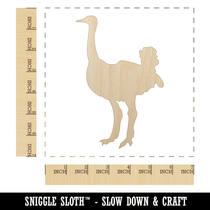 Ostrich Bird Solid Unfinished Wood Shape Piece Cutout for DIY Craft Projects