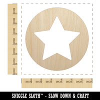 Star in Circle Unfinished Wood Shape Piece Cutout for DIY Craft Projects