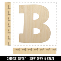 Letter B Uppercase Fun Bold Font Unfinished Wood Shape Piece Cutout for DIY Craft Projects