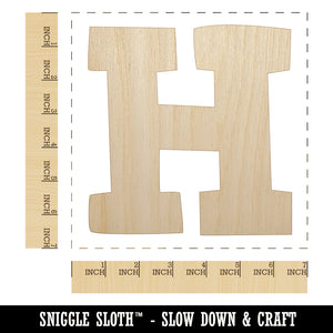 Letter H Uppercase Fun Bold Font Unfinished Wood Shape Piece Cutout for DIY Craft Projects