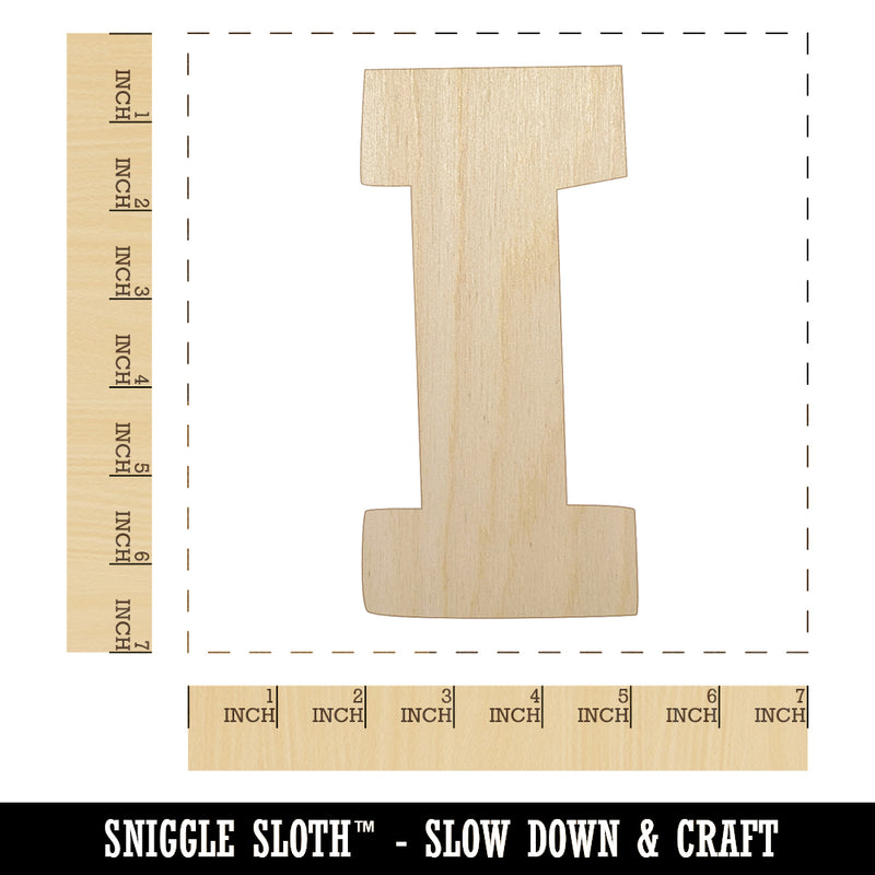 Letter I Uppercase Fun Bold Font Unfinished Wood Shape Piece Cutout for DIY Craft Projects