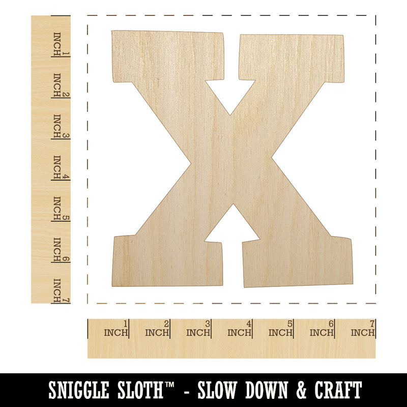 Letter X Uppercase Fun Bold Font Unfinished Wood Shape Piece Cutout for DIY Craft Projects