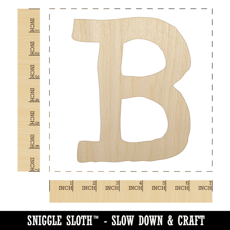 Letter B Uppercase Cute Typewriter Font Unfinished Wood Shape Piece Cutout for DIY Craft Projects