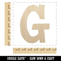 Letter G Uppercase Cute Typewriter Font Unfinished Wood Shape Piece Cutout for DIY Craft Projects