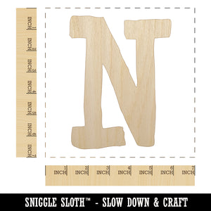 Letter N Uppercase Cute Typewriter Font Unfinished Wood Shape Piece Cutout for DIY Craft Projects