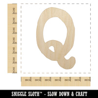 Letter Q Uppercase Cute Typewriter Font Unfinished Wood Shape Piece Cutout for DIY Craft Projects