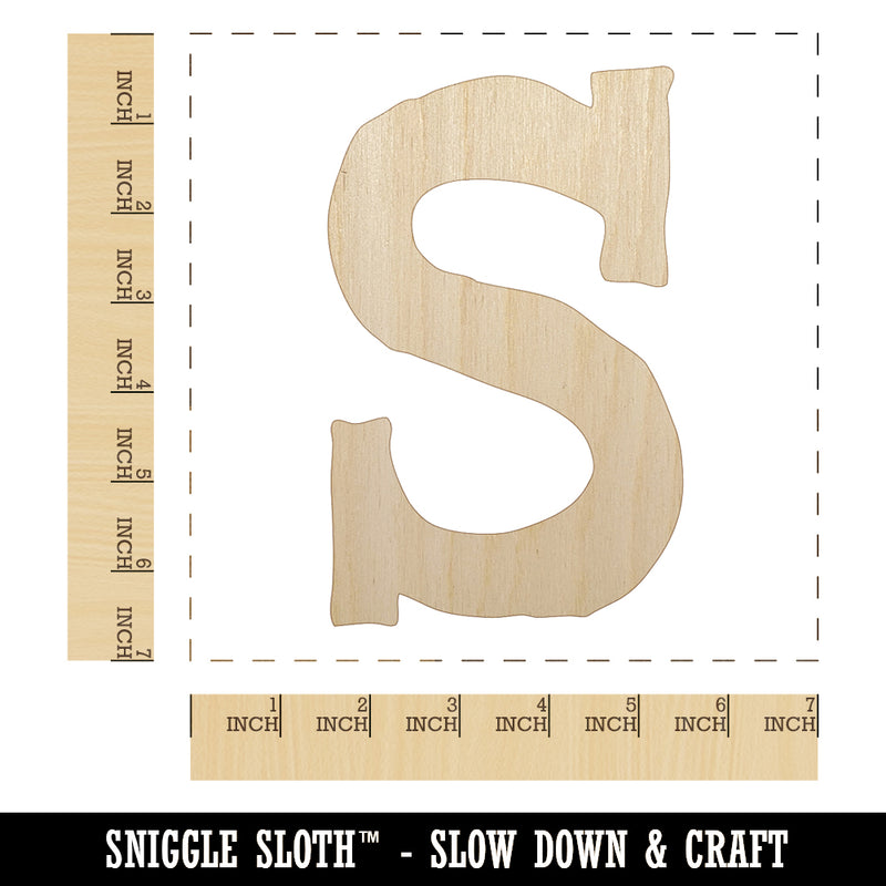 Letter S Uppercase Cute Typewriter Font Unfinished Wood Shape Piece Cutout for DIY Craft Projects